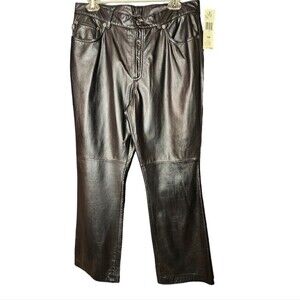 NWT Lauren Jean Co. Ralph Lauren Black Leather Size 14P
